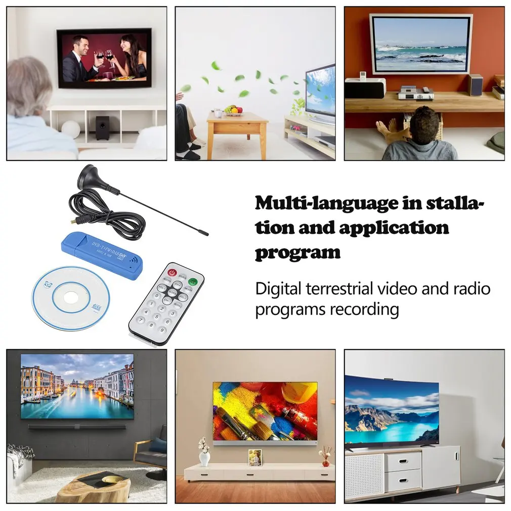 Sdr + Dab + Fm ทีวี Dvb-T Stick Rtl2832U + FC0012 Tv การ์ด Usb 2.0 Digital Tv Tuner Usb fm + Dab + Dvb-T + Sdr Dongle Stick