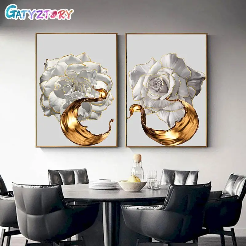 GATYZTORY 60x75cm Frame Abstract Flower DIY Painting By Numbers Acrylic Hand Painted Oil Paint By Numbers Home Decor Art