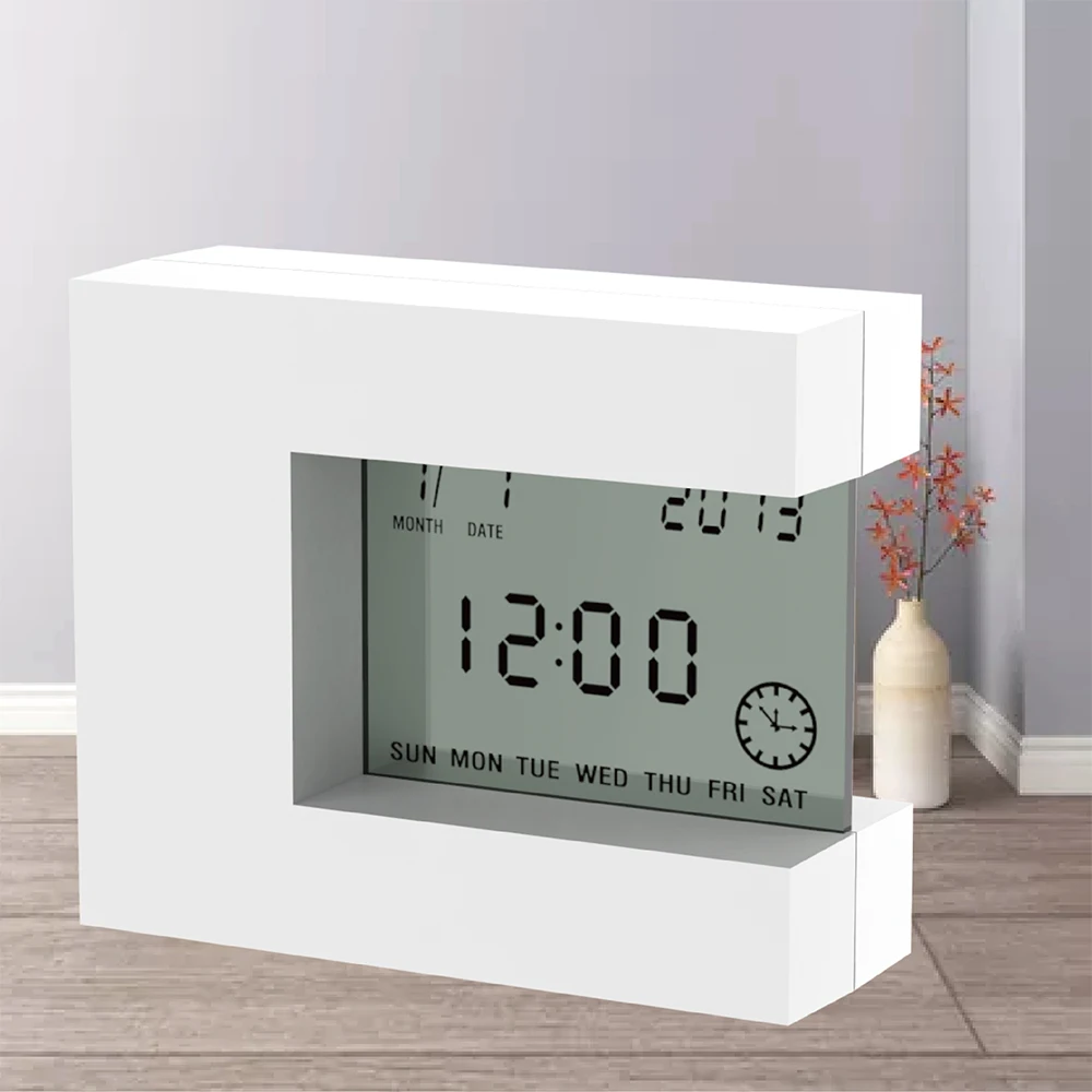 Electronic Clock Home Desk Decoration with Digital LCD Calendar Date Alarm Countdown Timer Temperature  Battery Operated Square