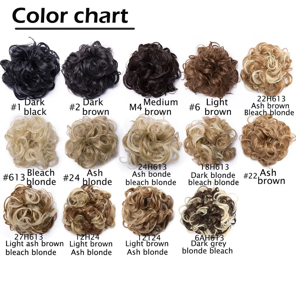 S-noilite 14 color Synthetic Messy Chignon Hair Rubber Band Hairpieces Hair Bun Updo Hair Extension Scrunchie Curly Chignon 85g