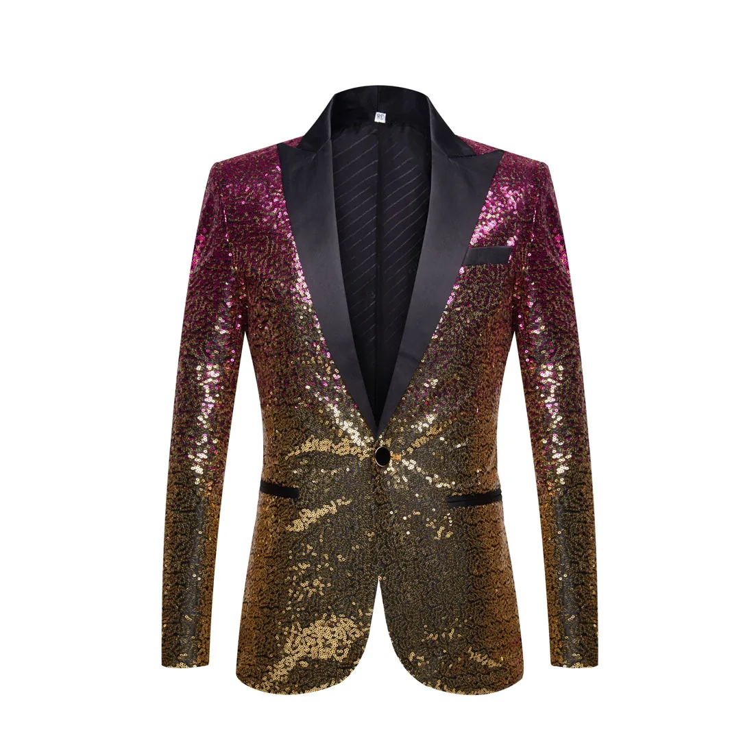 Men Gradient Sequin Golden Gray Blazer For Groom Wedding Evening Party Host Male Singer Bar Nightclub Glitter Coat Stage Costume image 5