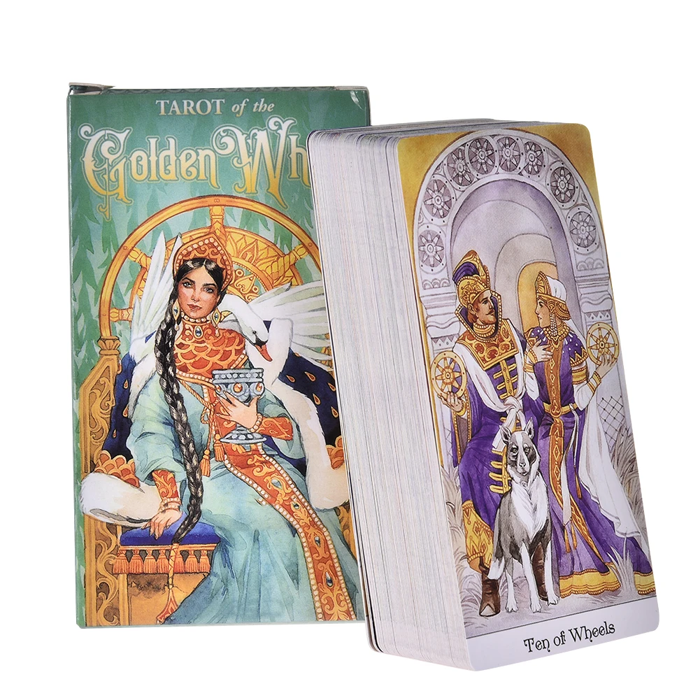 Vivid Tarot Card Golden Wheel Infinite Cycles Life Conveys Table Game Tarot English Divination Tarot ​Family Party Playing Cards