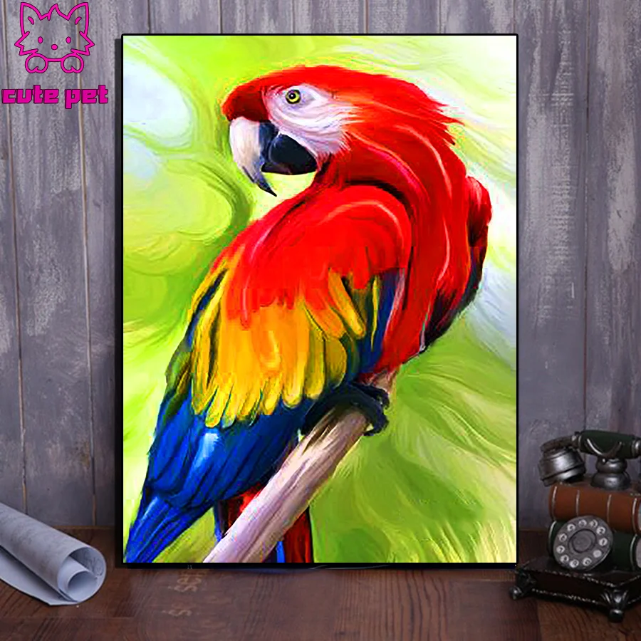 Bird animals Full Diamond Embroidery Parrot Diy Diamond Painting Cross Stitch Needlework Square round Diamond Mosaic Pattern