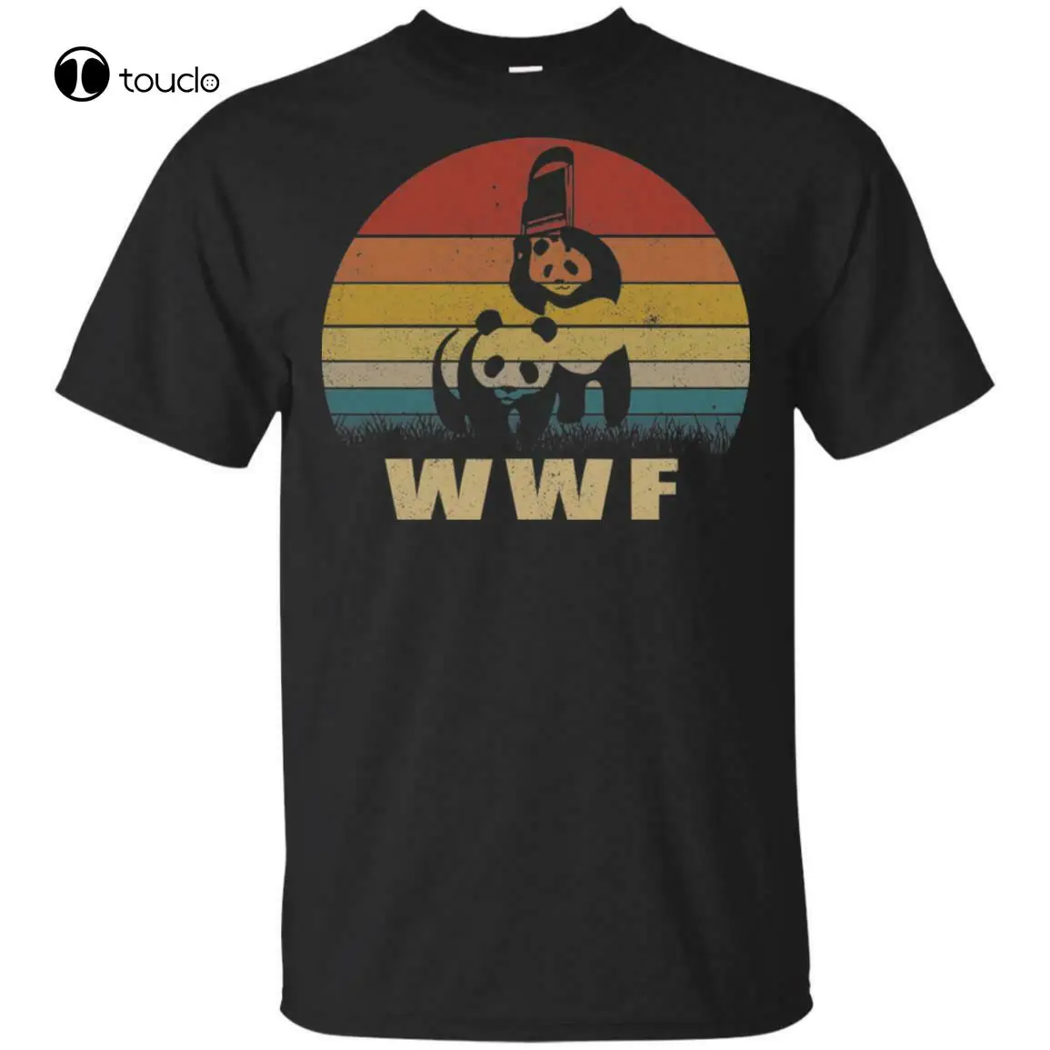 Wwf W Panda Wrestling Chair Men Black Shirt