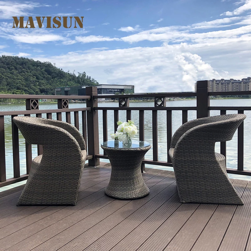 Three-Piece Rattan Chair Set Balcony Small Coffee Table Combination Outdoor Courtyard Terrace Table And Chair For Leisure