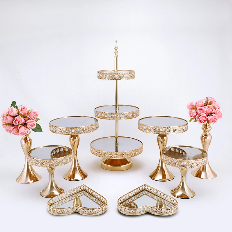 Crystal Cake Stands Set 3 tiers  Mirror Cupcake Stand Cake Dessert Holder with afternoon tea Wedding birthday party