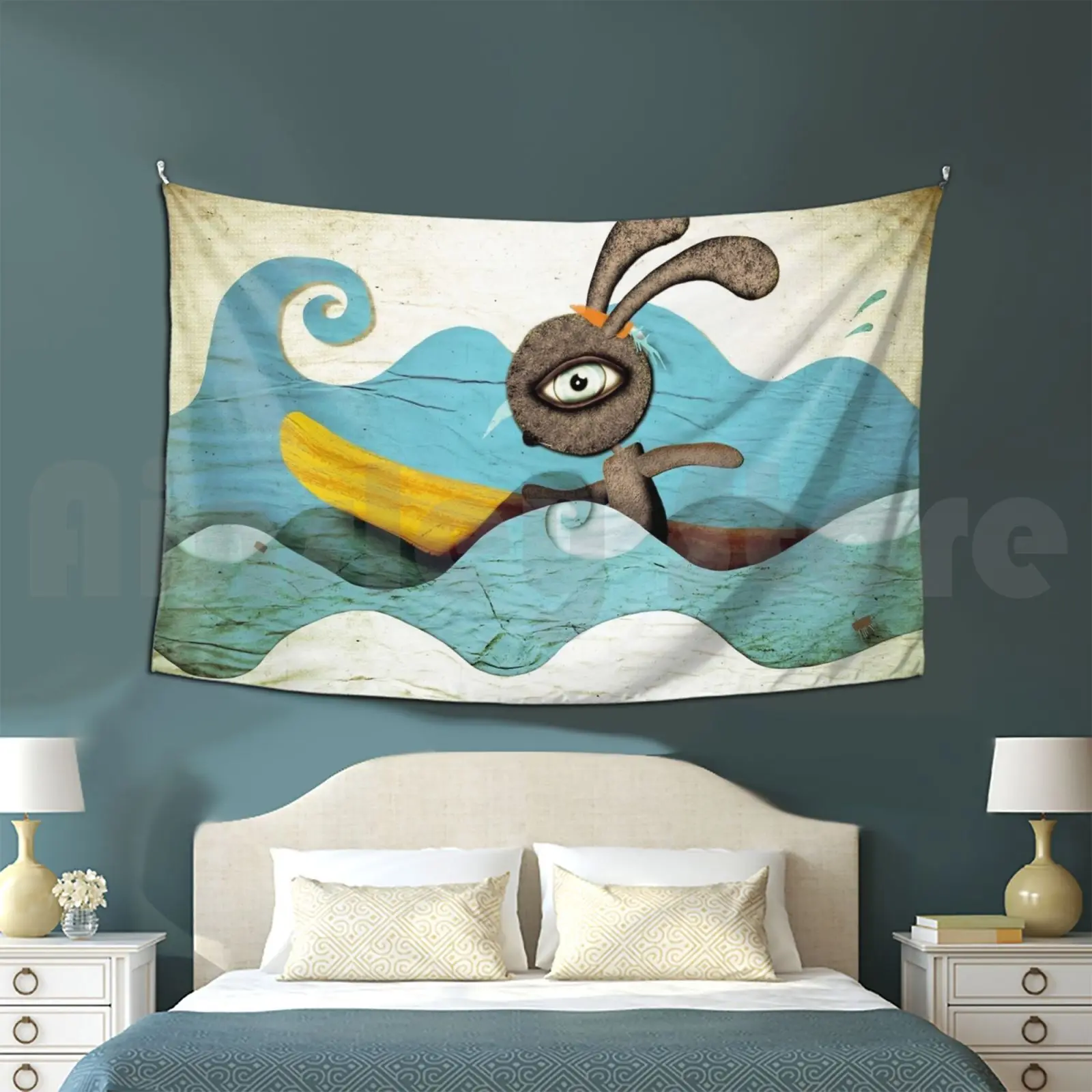 Surfing Waves Swirls Customized Tapestry Surfing Surf Waves Carrot Sea Water Sport Boy Children S Art