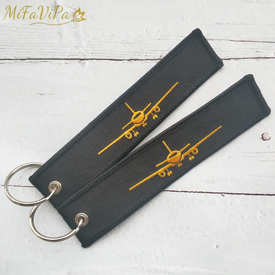 2 PCS MiFaViPa Flight Dispatcher Keychains Fashion Trinkets Aviation Gift Llavero Gold Plane Embroidery Key Rings Porte Clef