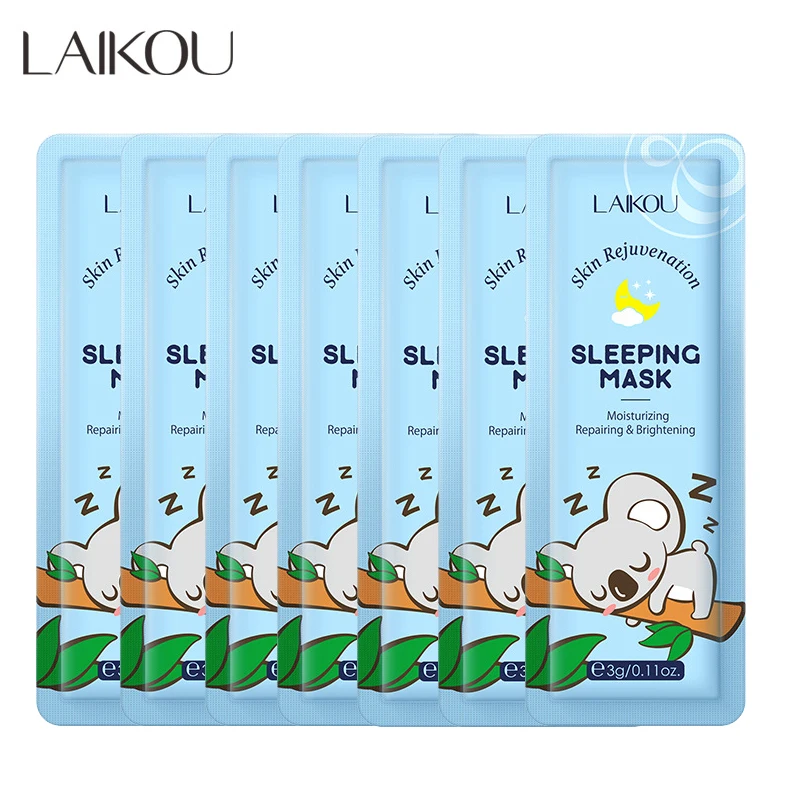 7pcs LAIKOU Skin Rejuvenation Sleeping Face Mask Anti Wrinkle Night Facial Pack Dark Circle Moisturize Anti-Aging Mask Facecare