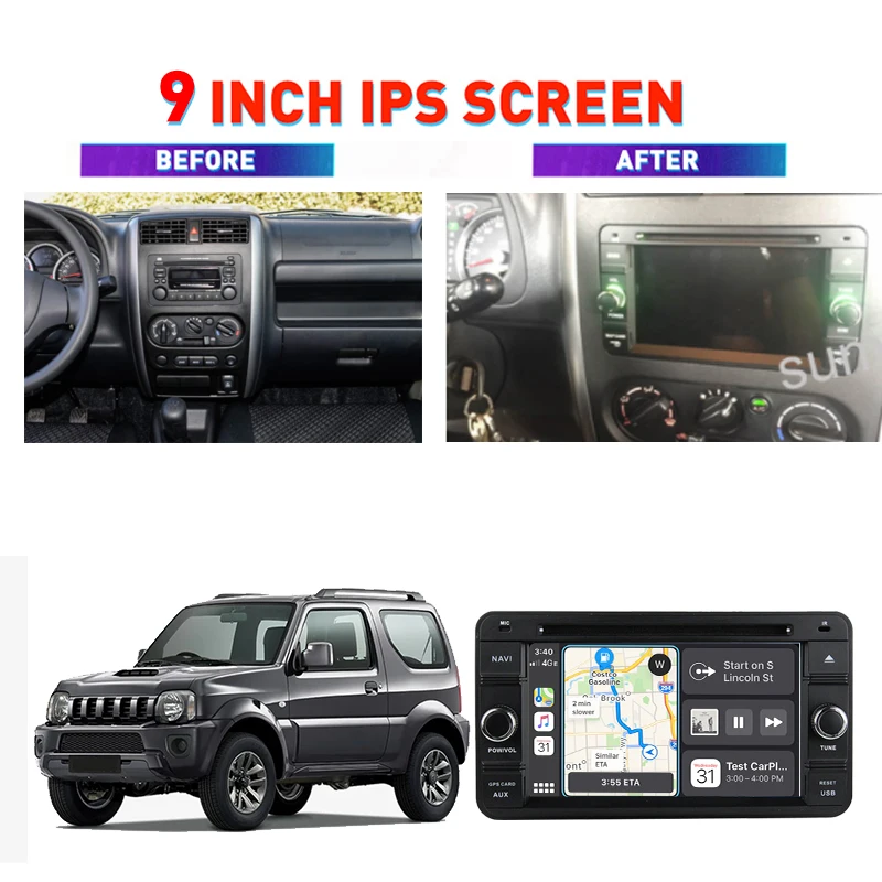 Carplay DSP Android 11.0 Car DVD Player For SUZUKI Jimny 2007 2008 2009 - 2013 4G+128GB Navi GPS Radio PX6 Wifi Bluetooth RDS