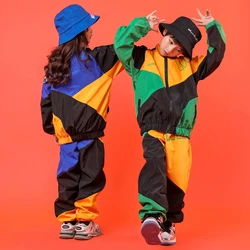 Kid Cool Hip Hop Clothing Pockets High Neck Jacket Top Coat Running Casual Jogger Pants Girls Boys Jazz Dance Costume Clothes