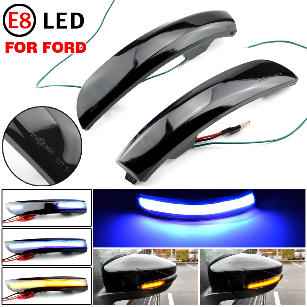 Flowing Water Blinker Light Bicolor LED Dynamic Turn Signal Blinker Light For Ford Kuga Escape EcoSport 2013 2014 2015-2018