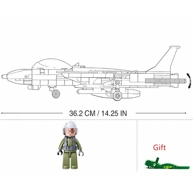 Sluban Air Force Building Blocks Model F14D Fighter Bricks Compatbile With Leading Brands Construction Kit 404PCS Stickers