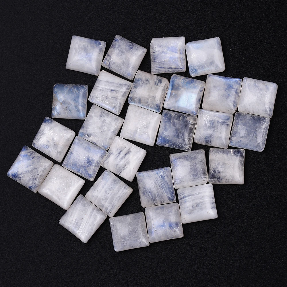 

Square Cut Natural Moonstone 8x8MM Loose Stones with Blue light Wholesale Decoration Gemstone Jewelry Gift 10 pcs/set