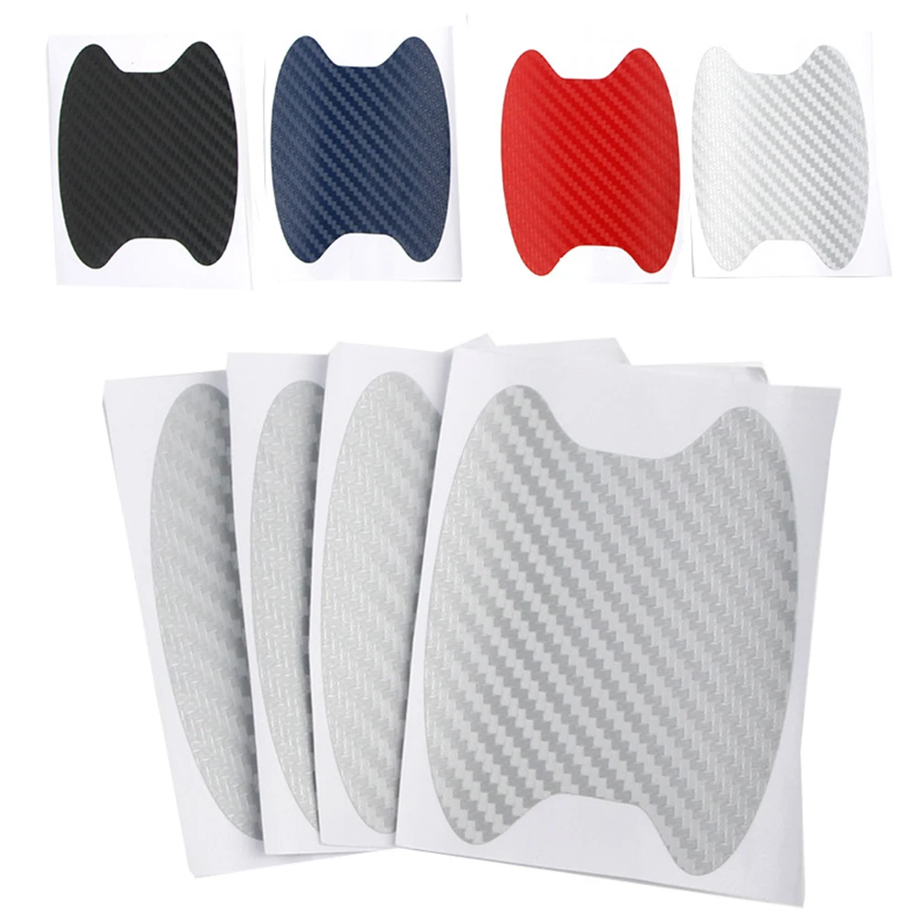 4Pcs Car Door Sticker Carbon Fiber Scratches Resistant Cover Universal Auto Handle Protection Film Exterior Styling Accessories