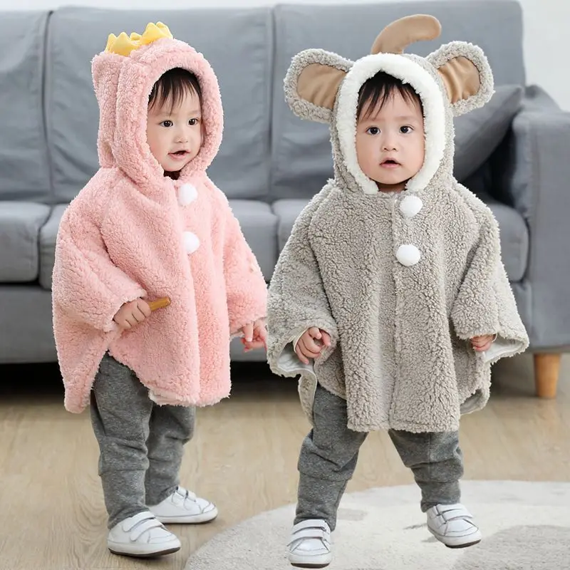 0-3 Years Baby Boy Coat Cloak Cartoon Design Autumn Winter Cute Baby Girl Poncho Cape Infant Toddler Newborn Jacket Outwear