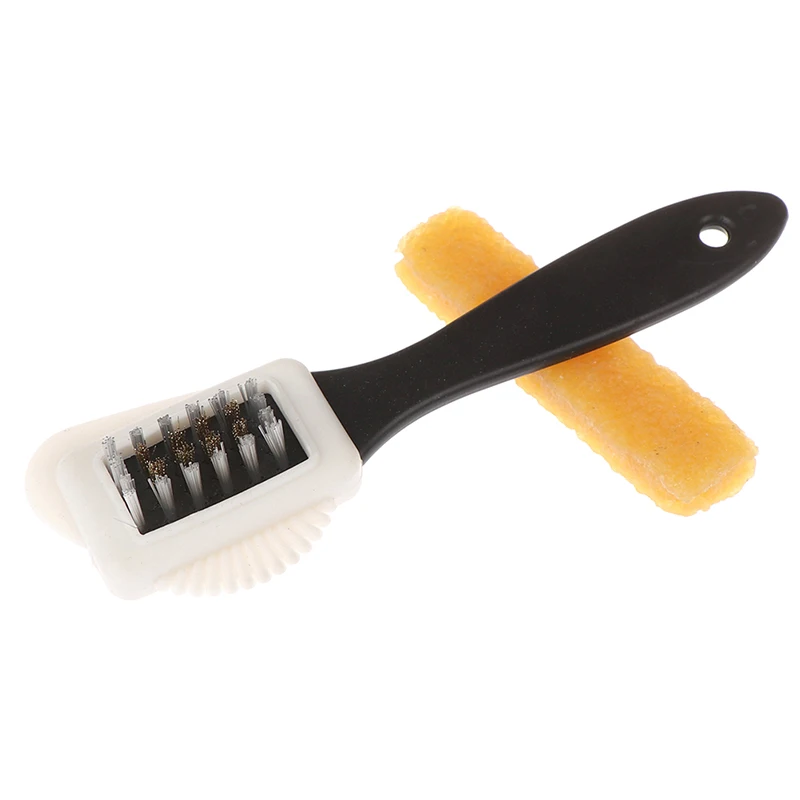 2pcs/set Leather Stain Cleaner Suede Shoe Brush 3 Side Cleaning Brush Rubber Eraser Black S Shaped Shoes Cleaner Boot Shoe