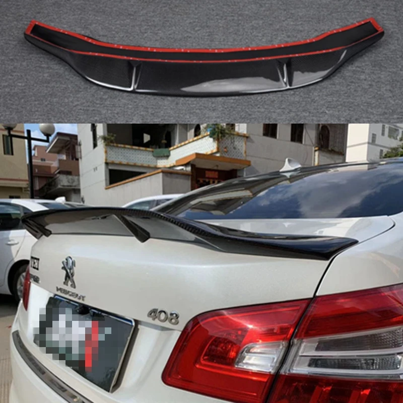 for Peugeot 408 spoiler 2014-2016 Peugeot 408 lip spoiler high quality carbon fiber material car rear wing primer spoiler