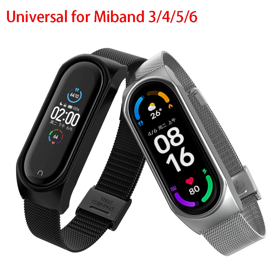 Metal Strap For Xiaomi Mi Band 6 5 4 3 Wrist Band Bracelet Screwless Stainless Steel Replacement Strap For Mi Band 5 6 Miband 4