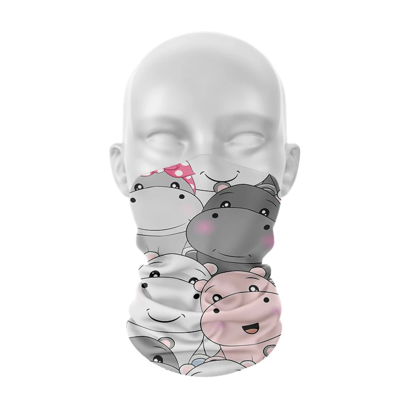3D Printed Mini Layered Pattern Headscarf Women Autumn Ring Scarf Cute Animals Cats Dogs Pink Soft Elastic Bandana Hand Towel