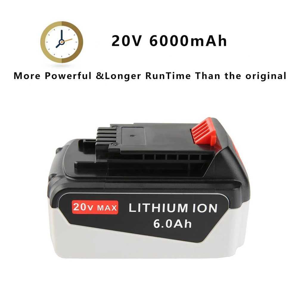 20V 6.0Ah akumulator litowo-jonowy wymienna bateria dla dotyczące swojej Black & Decker LBXR20 LBXR2020-OPE LB20 LB20 BL2018-XJ GKC1825L GTC1850L20