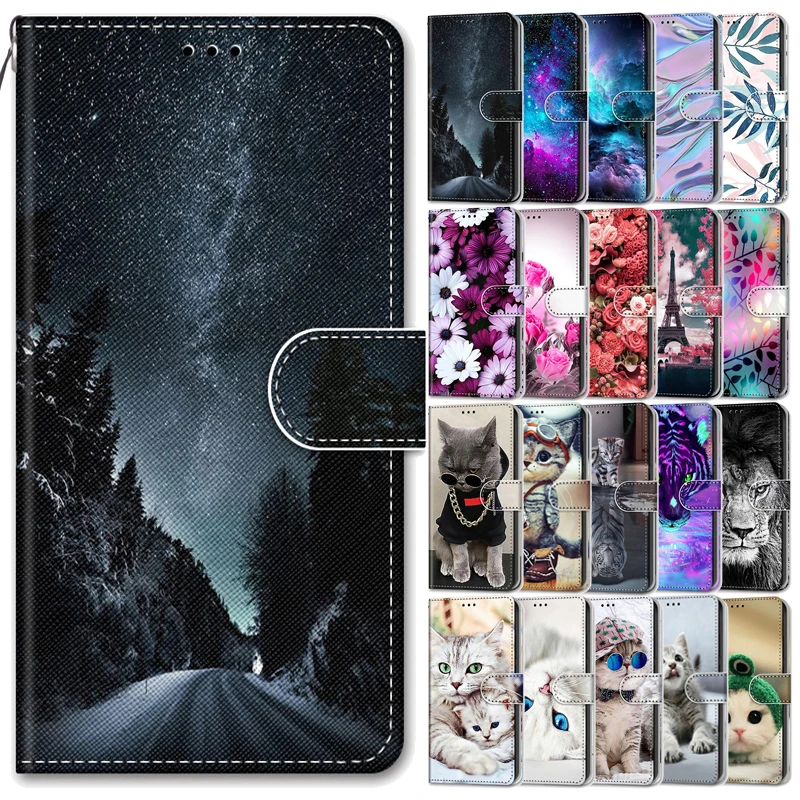 Leather Wallet Case For Samsung Galaxy A40 Flip Cover Funda For SamsungA A 40 SM-A405FN A40case Painted Animal Case Phone Bags