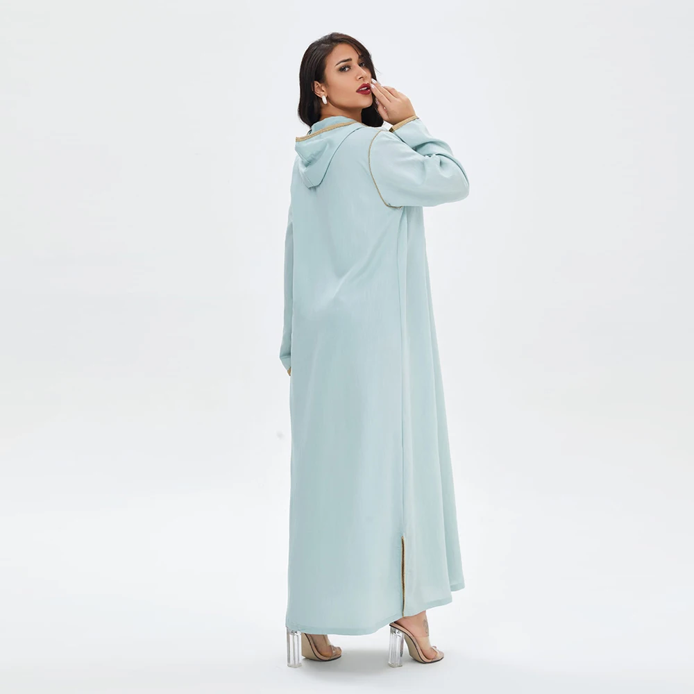 New Ramadan Eid Hooded Abaya Dubai Muslim Arabic Dress Women\'s Islam Clothing Robe Longue Jelaba Femme Musulman Kaftan F2840