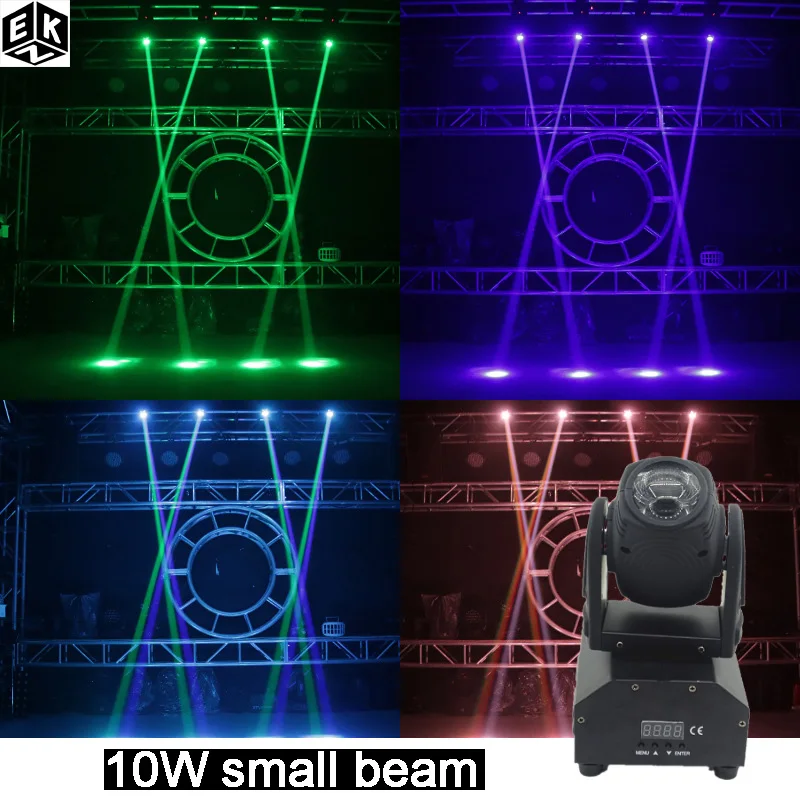 Mini RGBW LED 10W LED Beam moving head Light High Power 10Watt Quad Stroboscope LED Strong Beam Light For Party Disco DJ Light