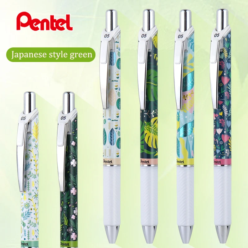 

1pcs Limited Pentel Press Type Gel Gel Water-based Pen BLN75KW Japanese Style Green Plant Series 0.5mm Black