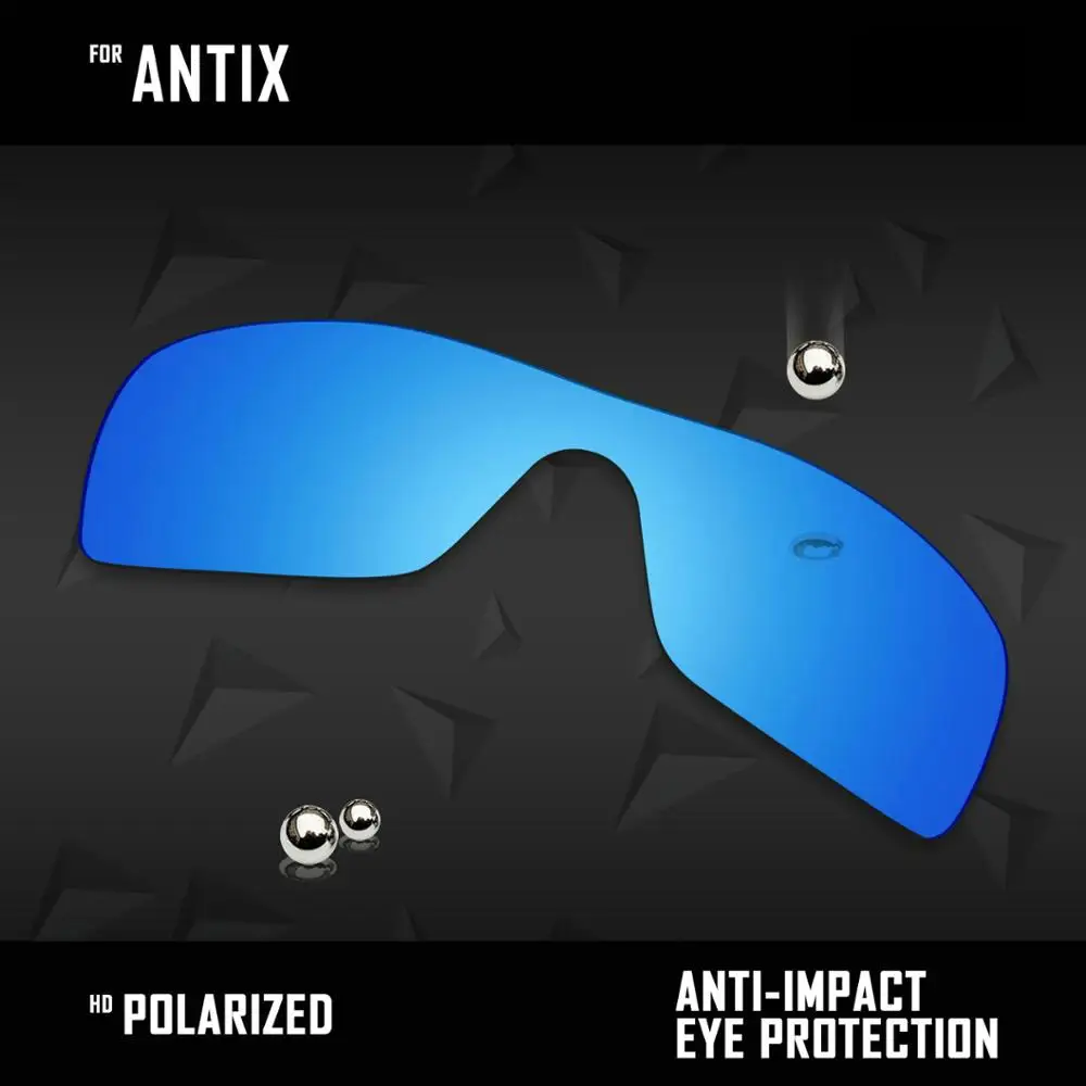 OOWLIT 4 Pieces Polarized Sunglasses Replacement Lenses for Oakley Antix-Black & Silver & Ice Blue & Fire Red