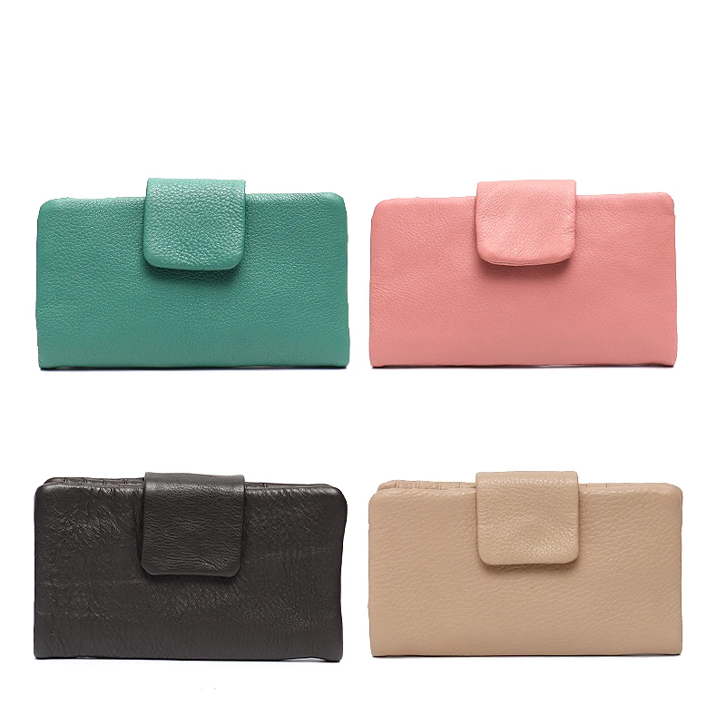 SC Fashion Real Leather Large Purse For Women Daily Functional Flap Long Wallet Card Coin Purses Female Cowhide Clutch Handbags