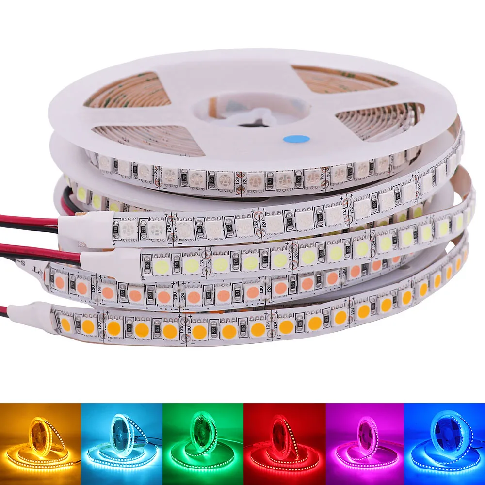 DC12V ledes csík 5050 5054 2835 120 240leds/m Magas légnyomású levegő Derült Fehérítőszer Vörös biliárdgolyó Kék szín Rózsi Elsárgul RGB Alkalmazkodó m Pántlika Magnószalag ligh Villanyégő 5m