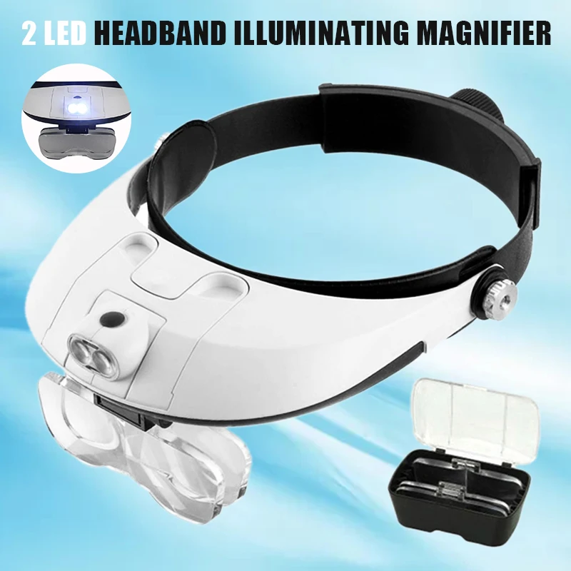 

New LED Light Headband Jeweler Loupe Magnifying Glass 5 Lens Head Magnifier