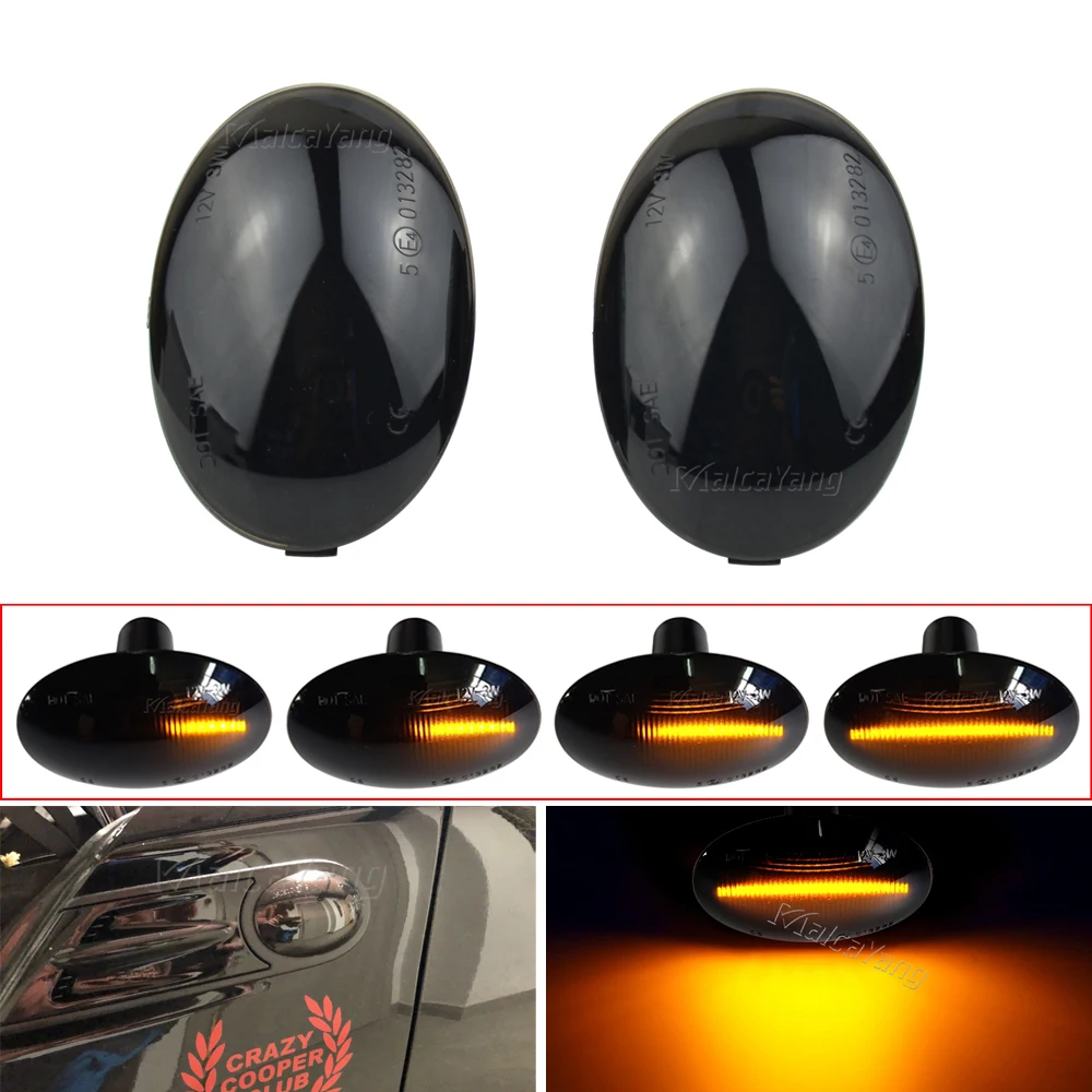 2 pieces For MINI Cooper R55 R56 R57 R58 R59 CL-R56-LSM-SM Led Dynamic Side Marker Turn Signal Light Sequential Blinker Light