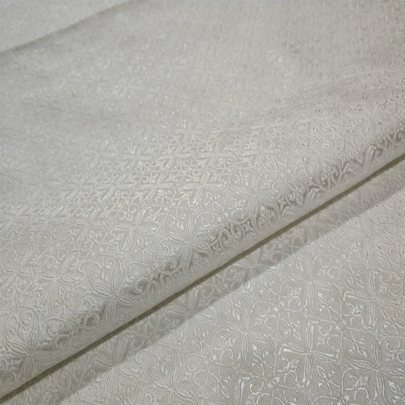 White damask yard dyed jacquard tapestry satin 3D jacquard brocade fabric for dress cushion cover curtain patchwork DIY