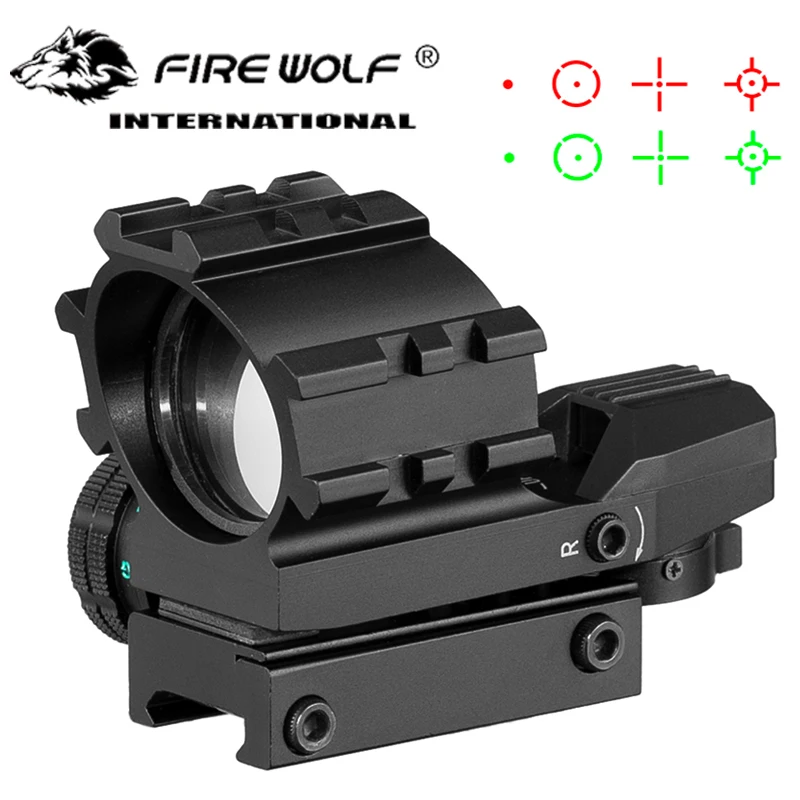 Fire Wlof Red Dot Tactical Hunting Holographic Multi 4 Reticles Pattern Illumination Tactical Red & Green Dot Reflex Sight Scope