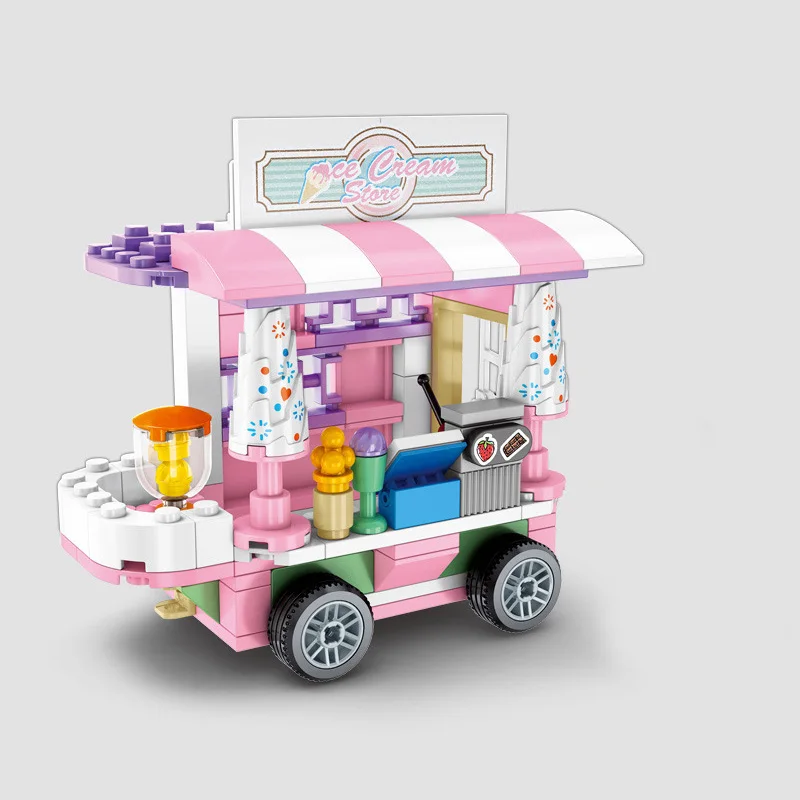 Sembo Blocks City Street View Friends Creator Ice Cream Truck Food Store Buildings Blocks Educational Toys For Children 601111