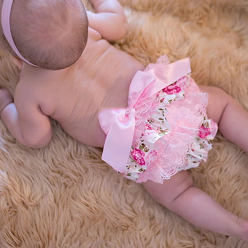 Baby Ruffle Bloomers Cute Baby Lace Diaper Cover Newborn Flower Bow Tie Shorts Toddler Fashion Summer Pants Clothing