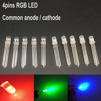20-1000Pcs Multicolor 4pin 5mm RGB Led Diode Light Lamp Tricolor Round Common Anode LED F5 Light Emitting Diode Red Green Blue