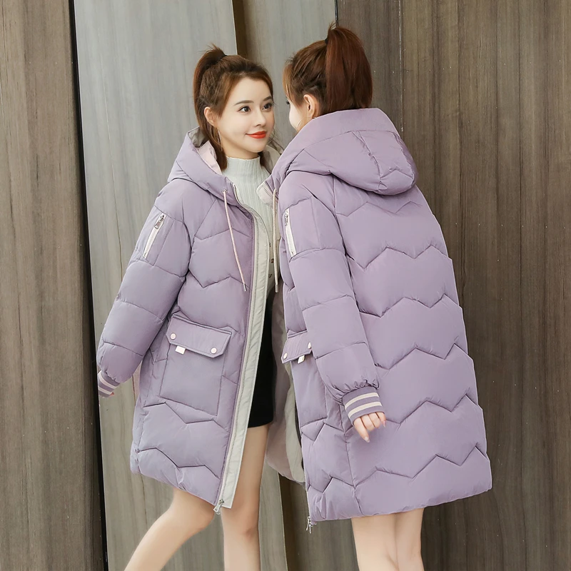 2023 Winter Women Jacket Coats Long Parkas Female Down cotton Hooded Overcoat Thick Warm Jackets Windproof Casual Student Coat