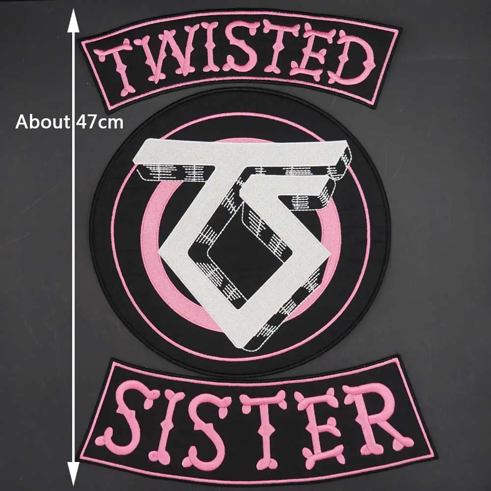 Twisted Sister Iron on Motorcycle Biker Clothes Large Size Embroidery Patch Sticker Badge