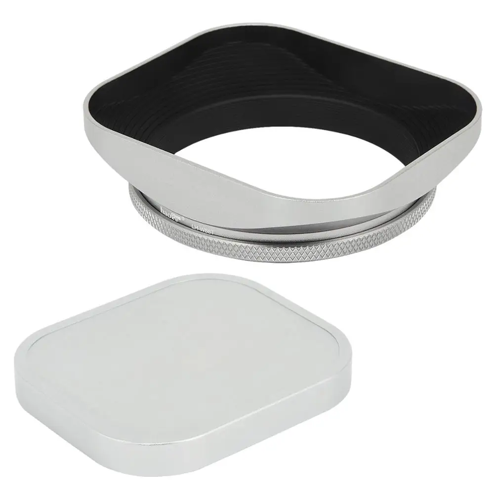 Haoge hg-58 millimetri in Metallo Quadrato Screw-in Lens Hood e Tappo di Metallo sono appositamente progettato per tutti i 58 millimetri obiettivo o filtro filo D'argento