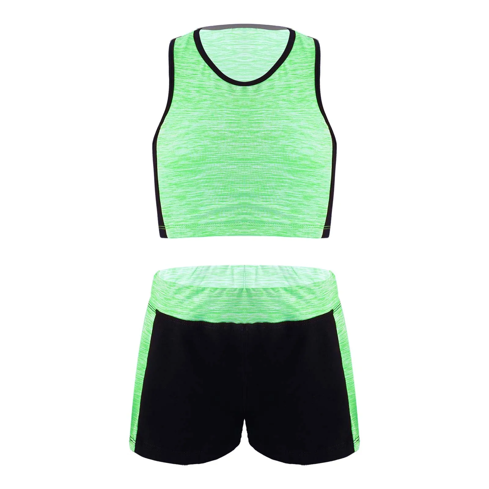 

Summer Girls Clothes Set Sports Suit 2Pcs Running Yoga Outfit Racer Back Workout Vest Tops and Shorts Activewear Kids Sportswear