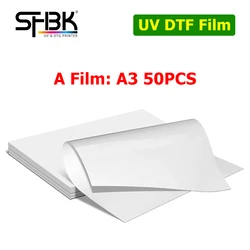 50 pçs a3 magia uv dtf filme a e b transferência para vidro cerâmica metal caixa do telefone para a superfície de forma irregular impressora uv dtf