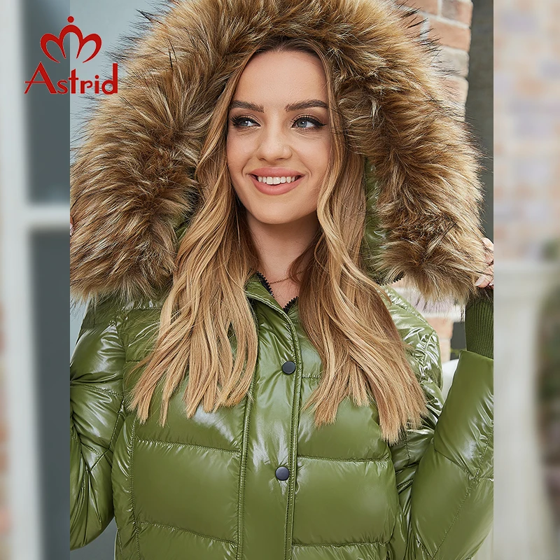 Astrid Large Natural Raccoon Fox Fur Hooded 2023 Winter warm Thick Coat Women Short Down Jacket Puffer fashion Female Parkas