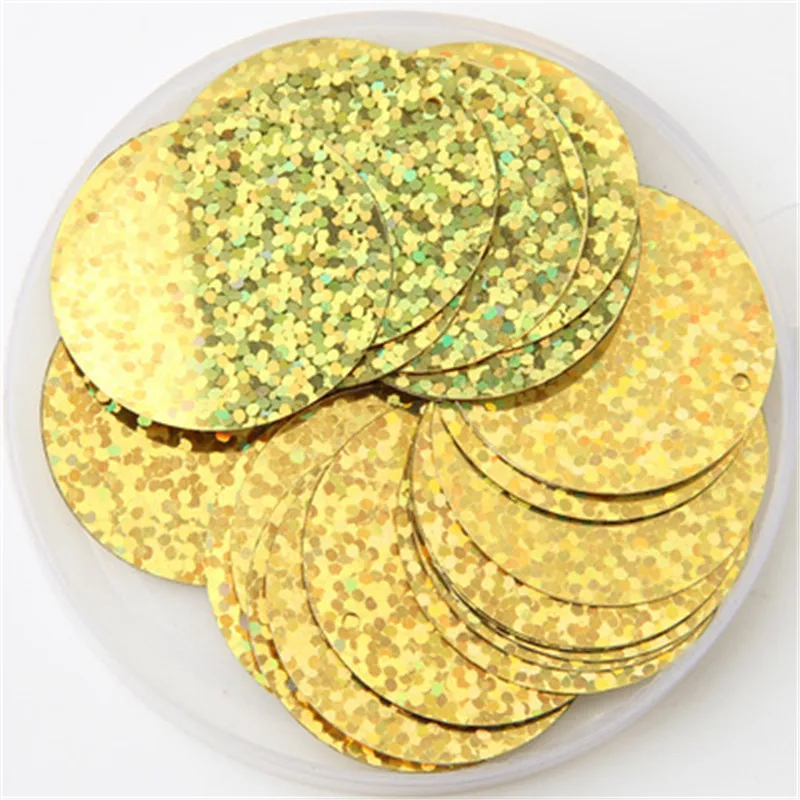 Pailletten 30mm 40mm 50mm Pailletten für Handwerk große runde Pailletten Paillette Lentejuelas mit 1 Seitenloch DIY manuelles Nähzubehör – Detail 15