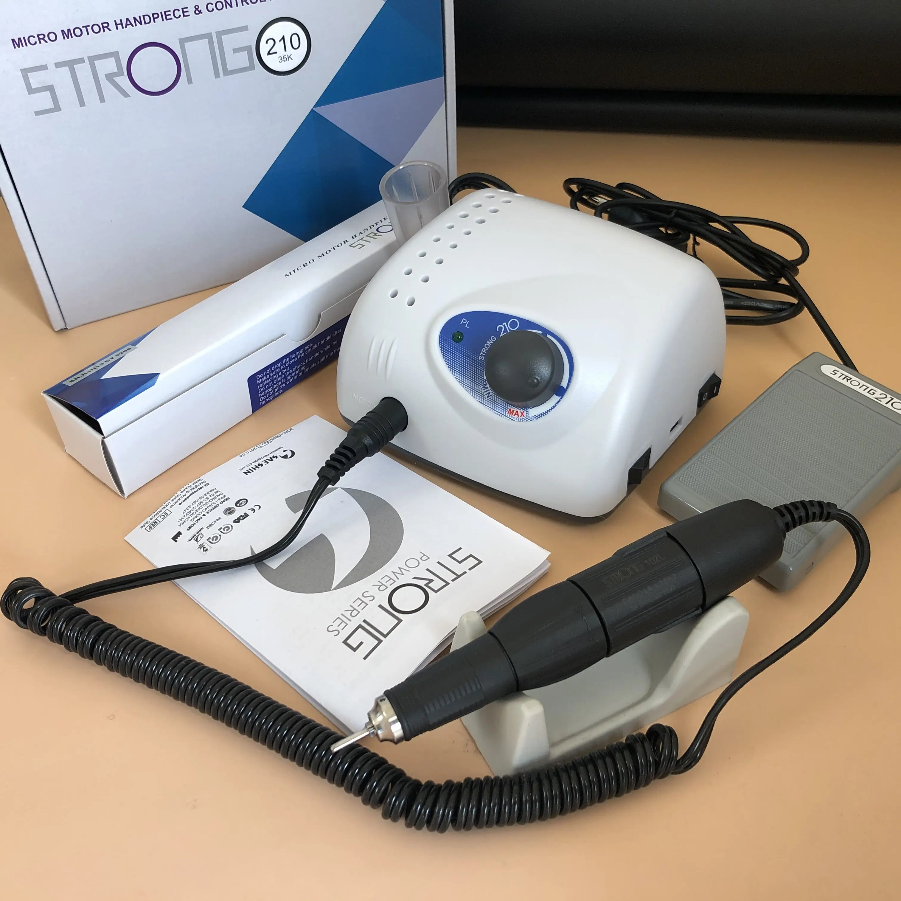 35000RPM Mikrosilnik laboratorium dentystycznego STRONG 210 +STRONG 102L 35K Polerowanie Szybka rękojeść