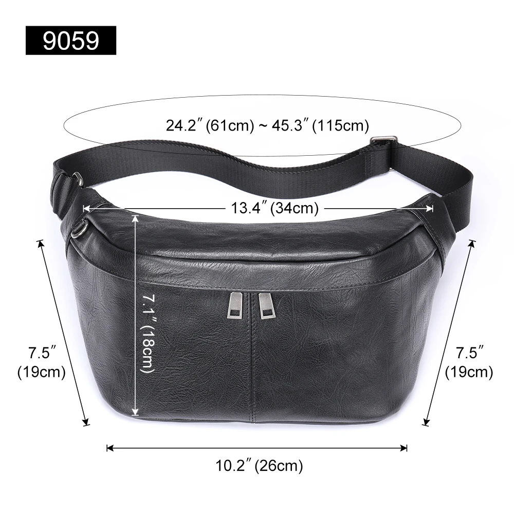 Imagem -03 - Mva-bolsa de Cintura de Couro para Homens Pacote de Fanny de Viagem Cinto Bolsa de Telefone Ipad de 7.9 Preto Designer Novo 9059