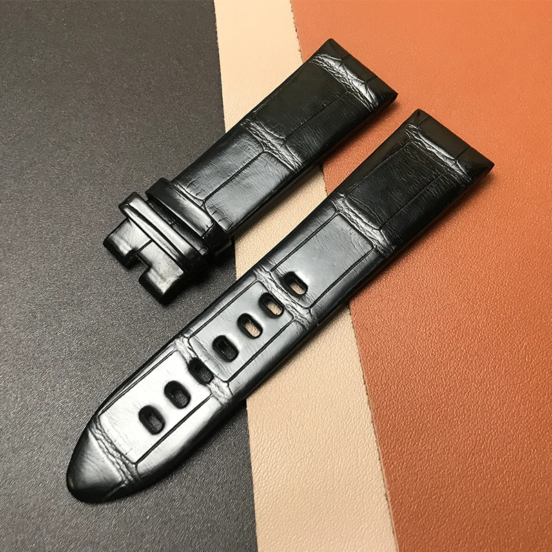 PESNO compatible with Montblanc Timewalker Star 9670/U0107073 Genuine Crocodile Leather Wrist Watch Band Men Watch Straps