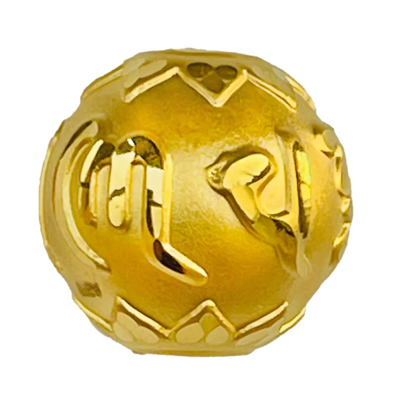 

1pcs Pure 24K 999 Yellow Gold Pendant 3D Hard Gold Six Sutra Buddha BeadsTransfer Bead DIY For Make Bracelet 8mm/10mm/12mm/16mm